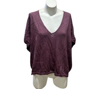 Madewell Sweater Womens 3X Purple V-Neck Dolman Short Sleeve Pullover